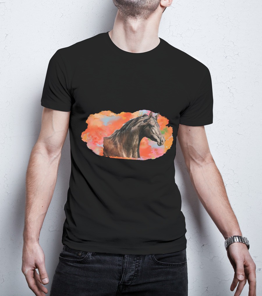 Arabian Horse With Vibrant Abstract Background T-Shirt