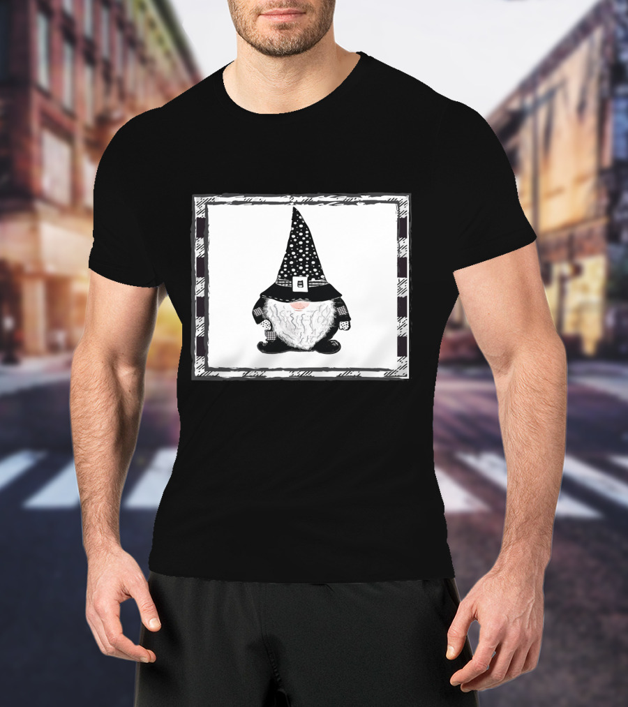 Gnome Black And White Polka Dot Hat Belted T-Shirt