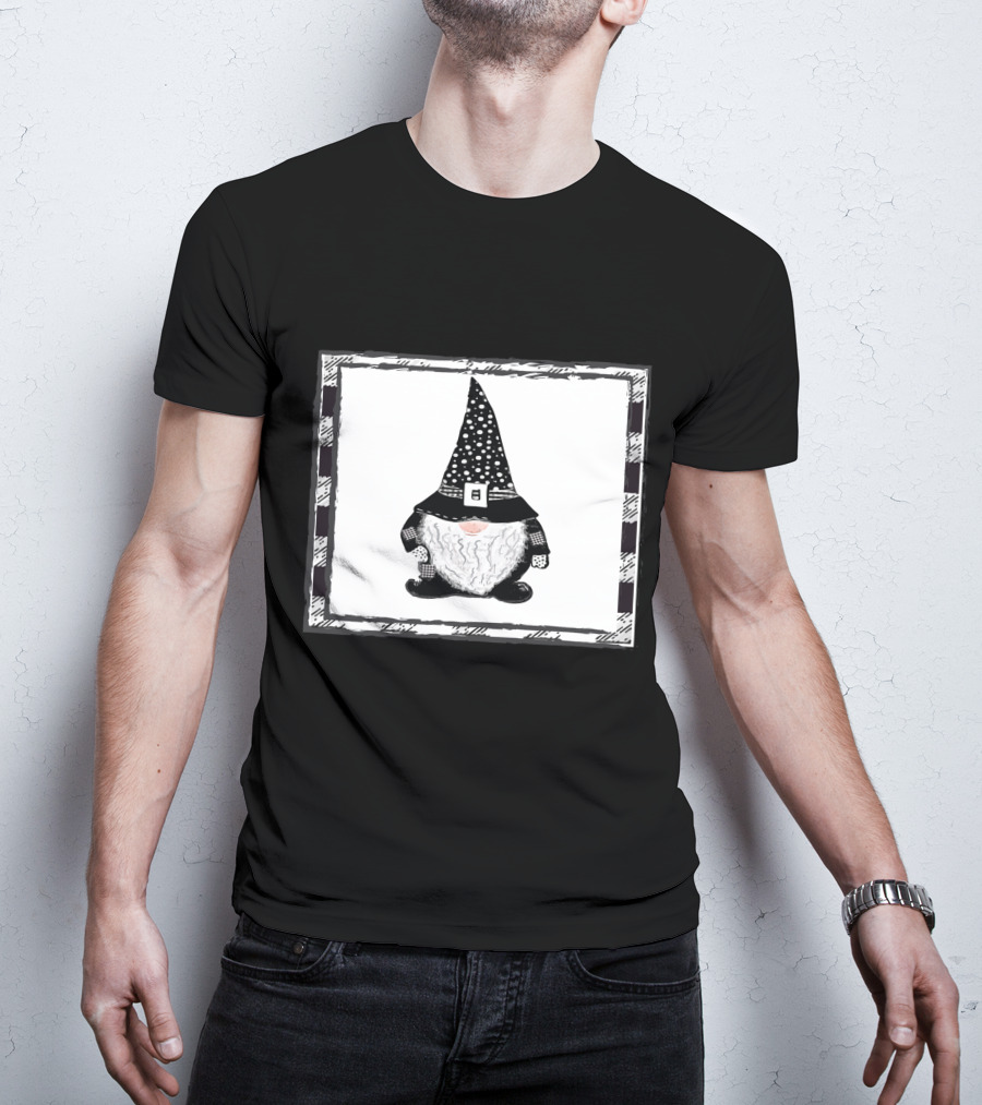 Gnome Black And White Polka Dot Hat Belted T-Shirt