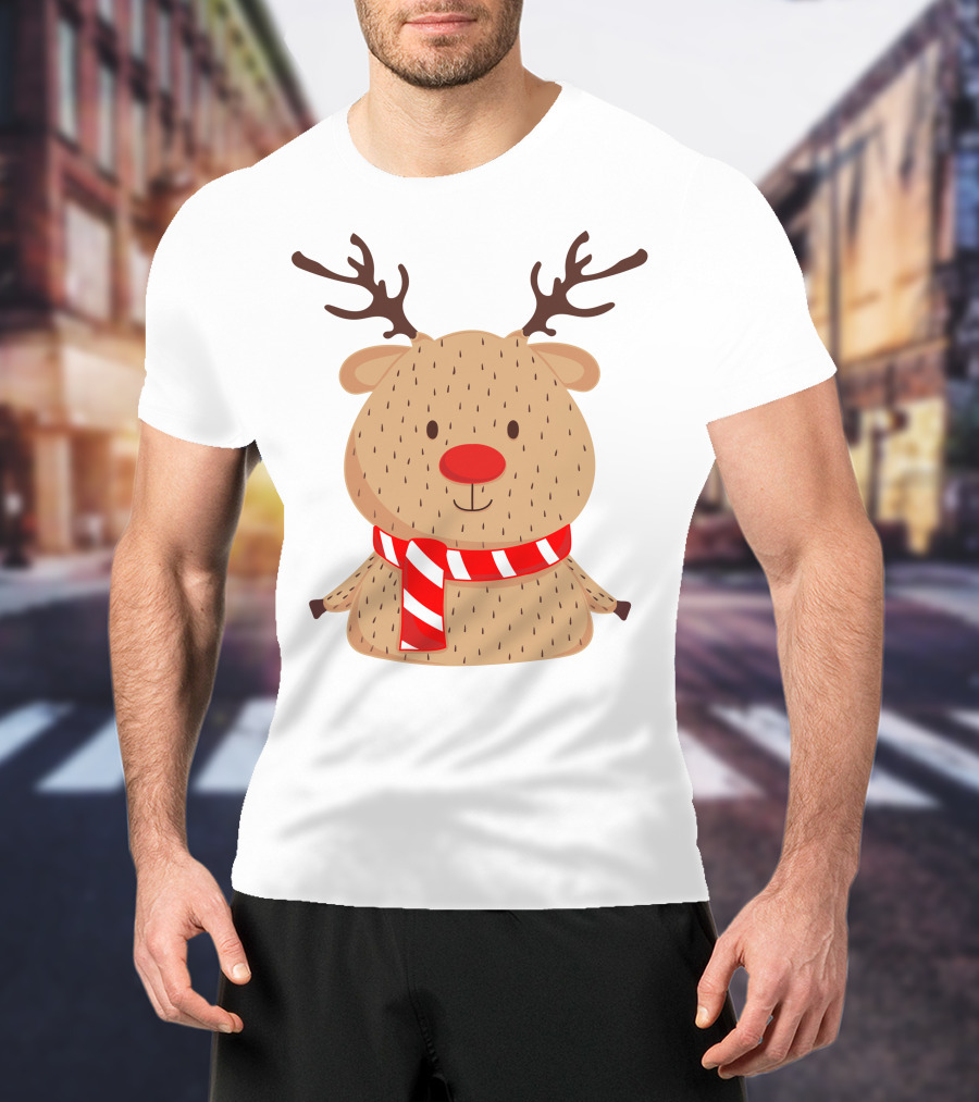 Baby Reindeer In Festive Winter Scarf T-Shirt