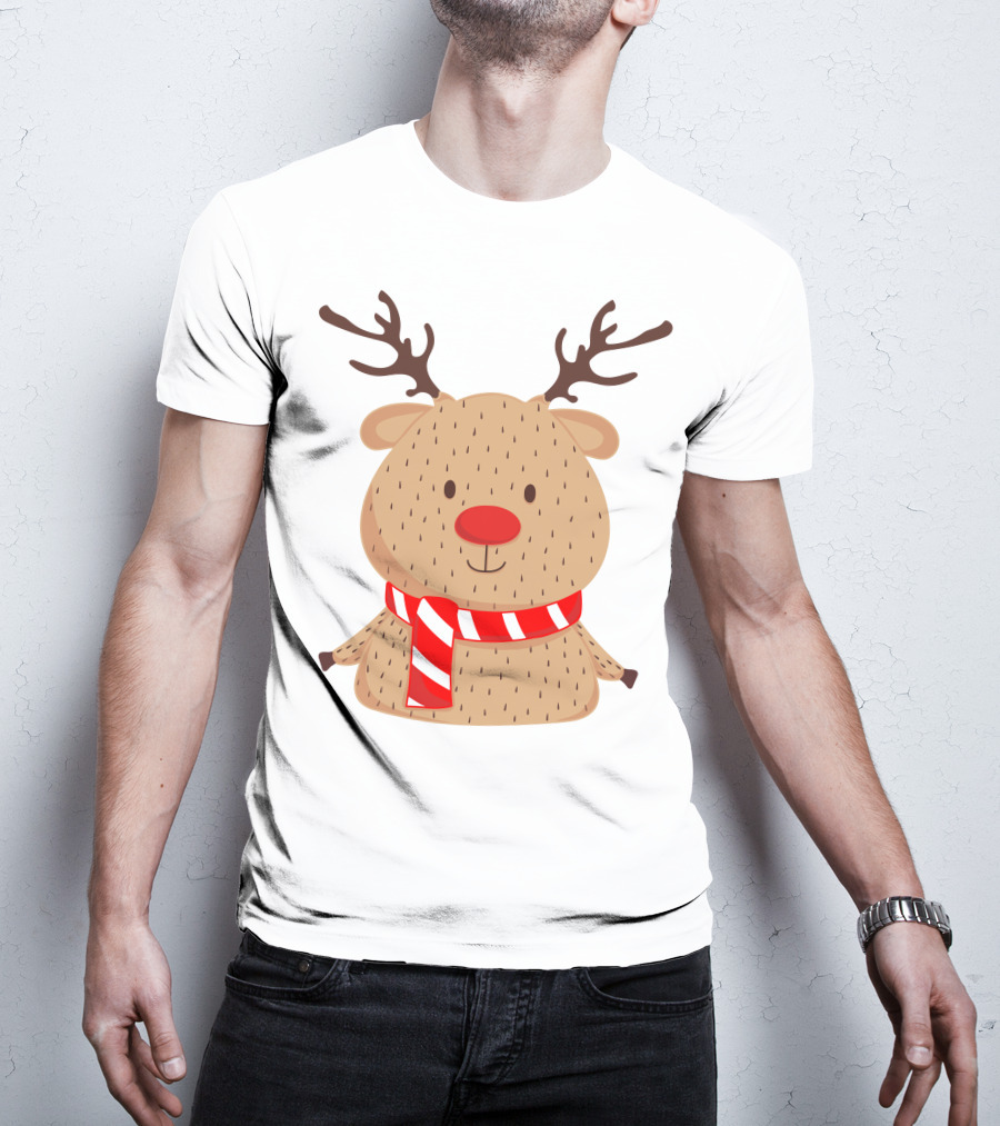Baby Reindeer In Festive Winter Scarf T-Shirt