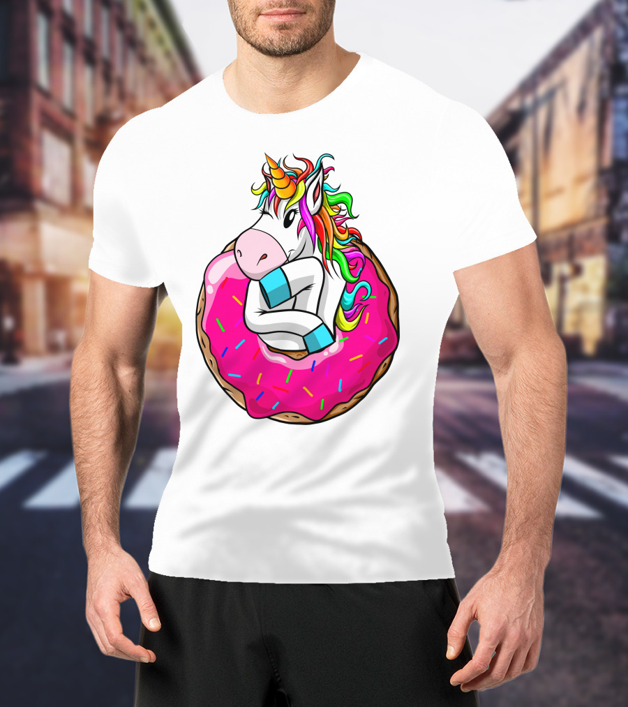 Baby Unicorn Inside Pink Sprinkled Donut T-Shirt