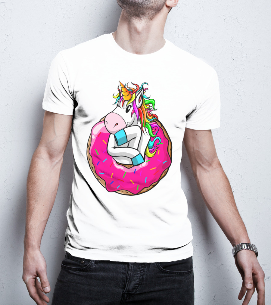 Baby Unicorn Inside Pink Sprinkled Donut T-Shirt