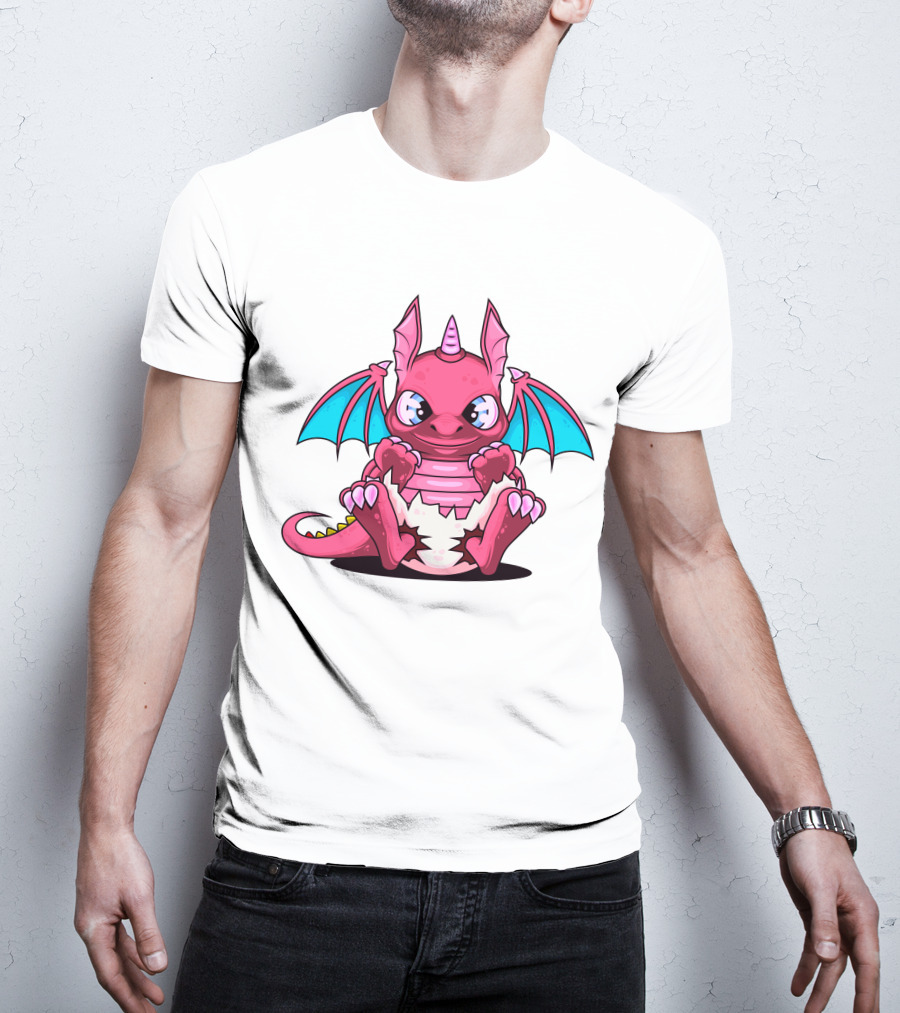 Pink Dragon Cute Cerulean Winged Hatchling T-Shirt