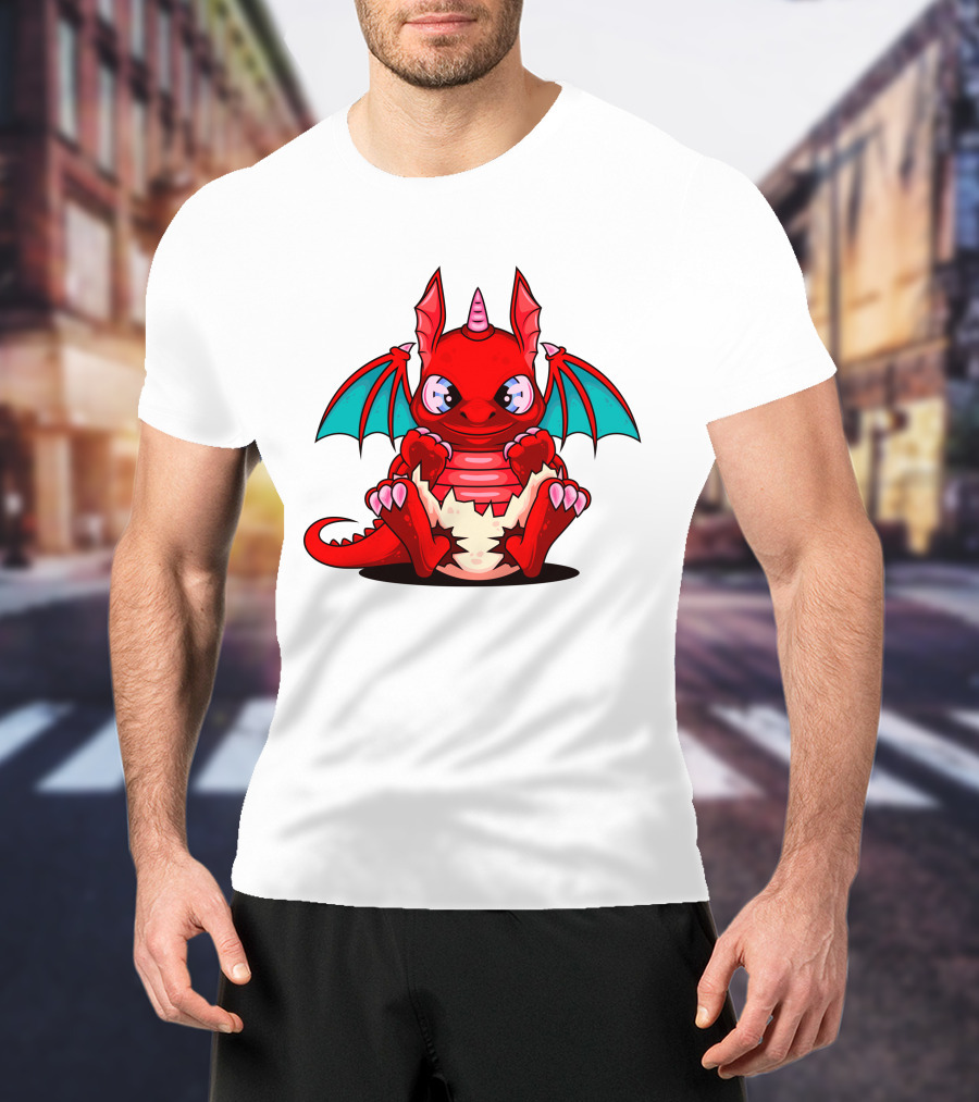 Red Cute Dragon Demon Fantasy Creature T-Shirt