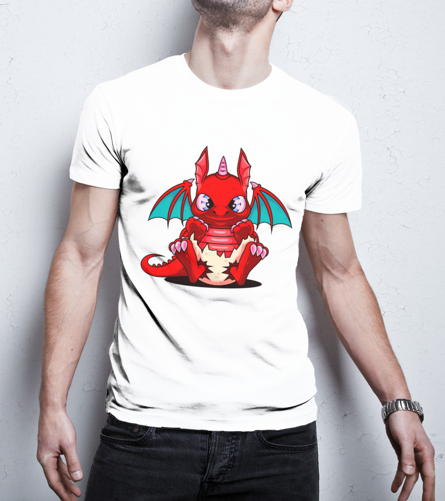 Red Cute Dragon Demon Fantasy Creature T-Shirt
