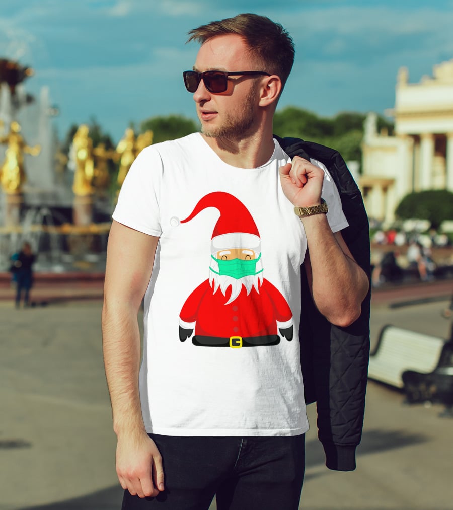 Santa Claus Wearing Green Face Mask T-Shirt