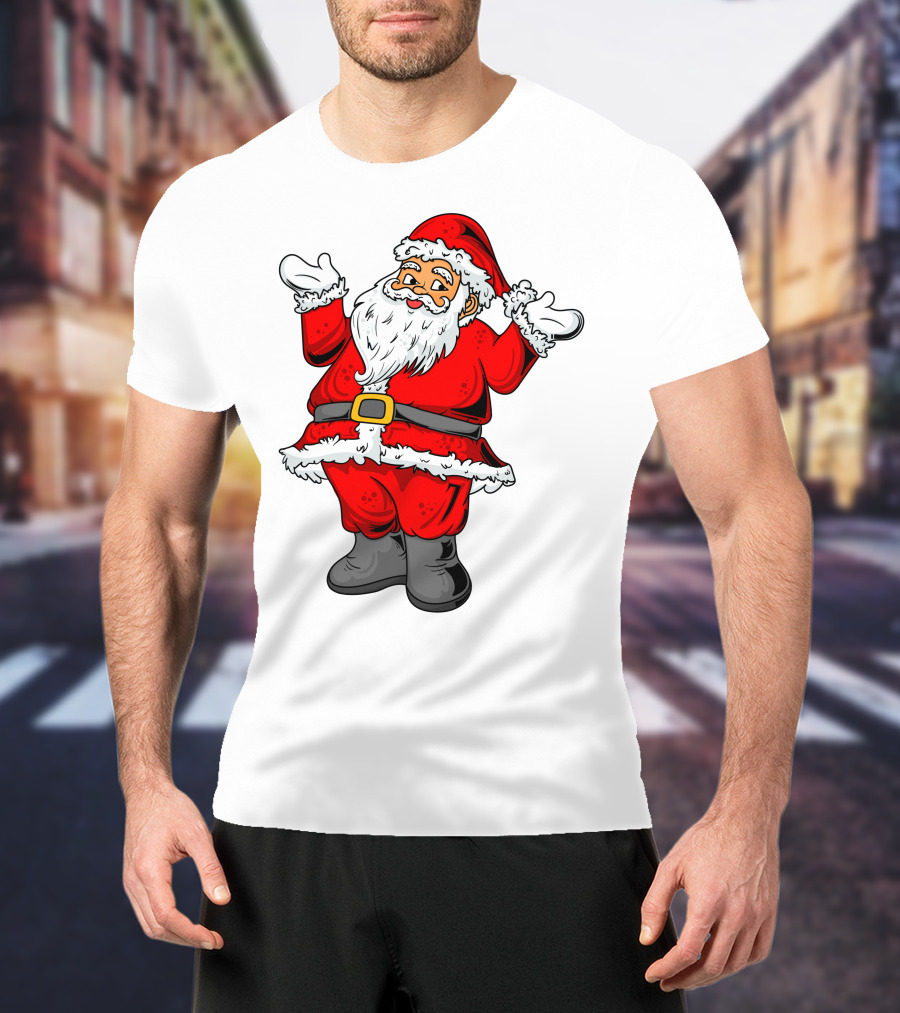 Funny Santa Claus Hands Up In Classic Red Suit T-Shirt
