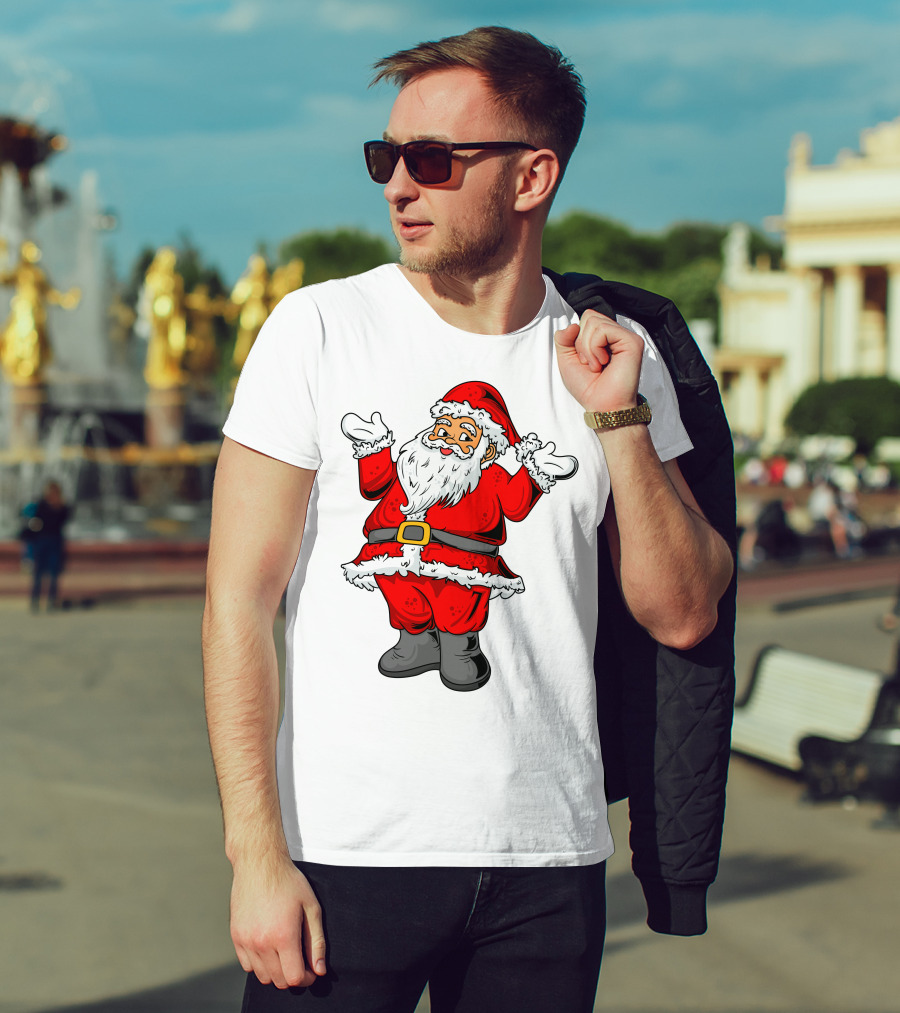 Funny Santa Claus Hands Up In Classic Red Suit T-Shirt