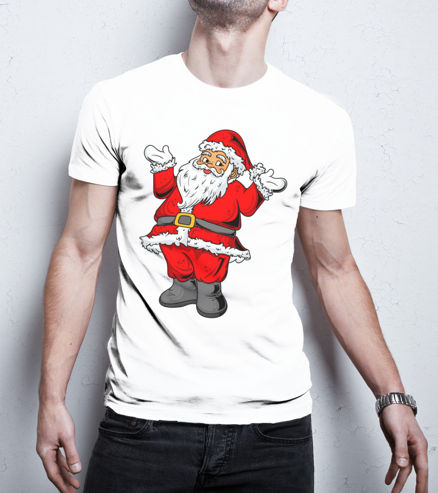 Funny Santa Claus Hands Up In Classic Red Suit T-Shirt