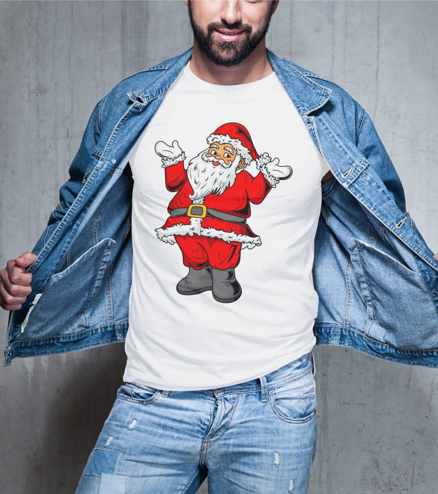 Funny Santa Claus Hands Up In Classic Red Suit T-Shirt