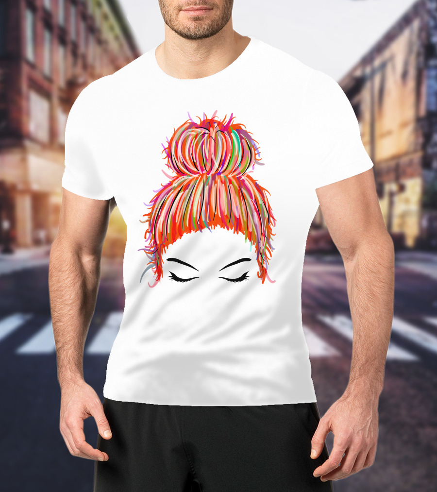 Messy Bun Hair Munlife Colorful Updo T-Shirt