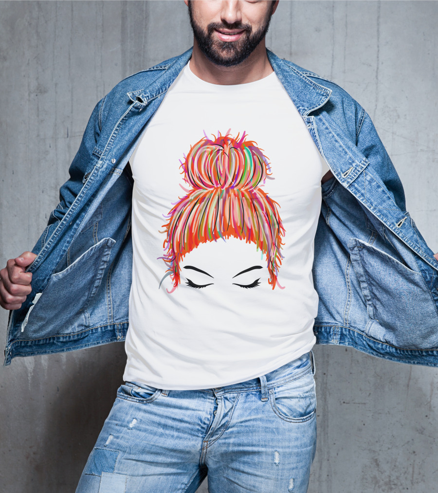 Messy Bun Hair Munlife Colorful Updo T-Shirt