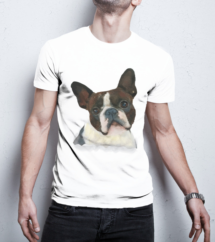 Watercolor French Bulldog Head T-Shirt