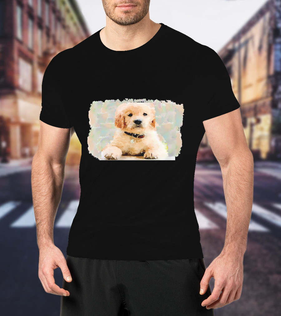 Watercolor Puppy Dog Golden Retriever Pastel Abstract T-Shirt