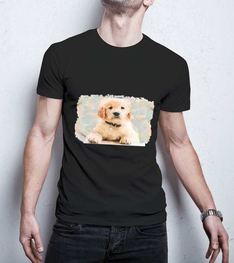 Watercolor Puppy Dog Golden Retriever Pastel Abstract T-Shirt