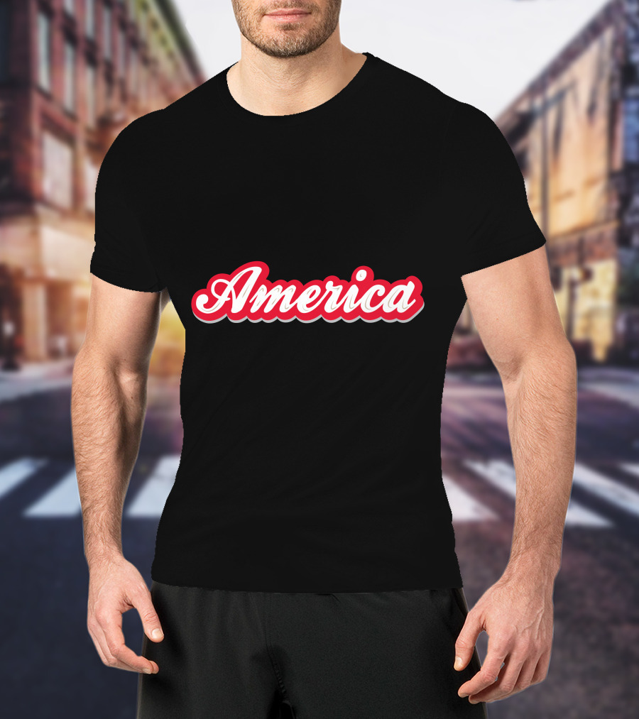 America Script Red White Cursive T-Shirt