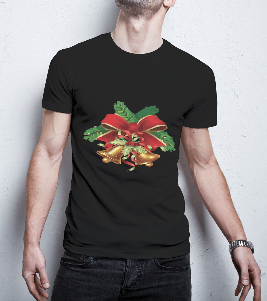 Christmas Bells Holly Ribbon Garland T-Shirt