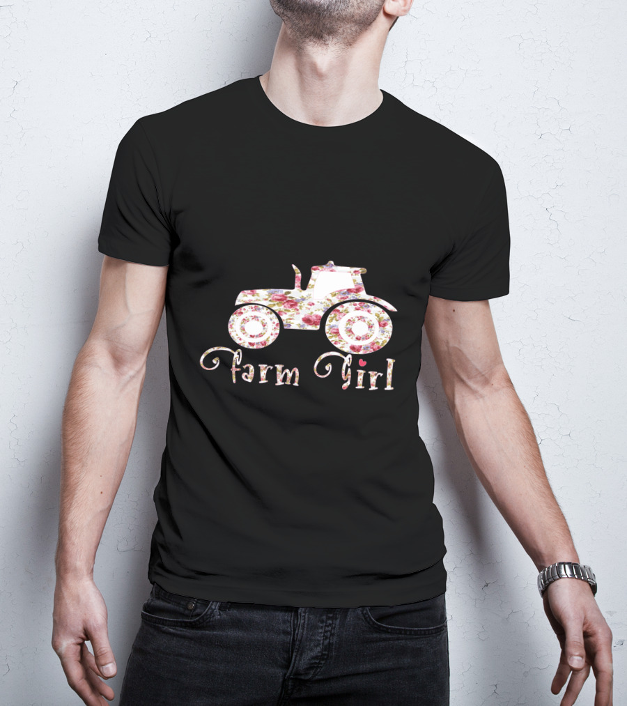 Farm Girl Floral Tractor T-Shirt