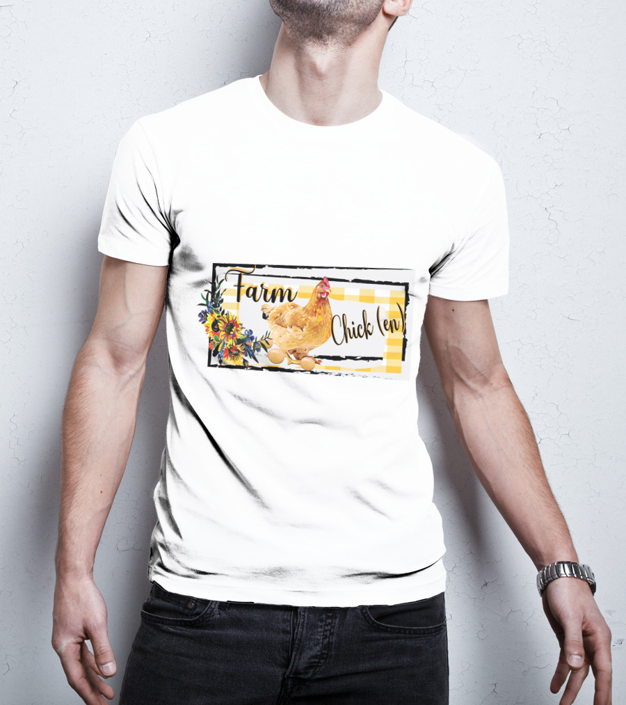 Farm Chicken Sunflower Fall Thanksgiving T-Shirt