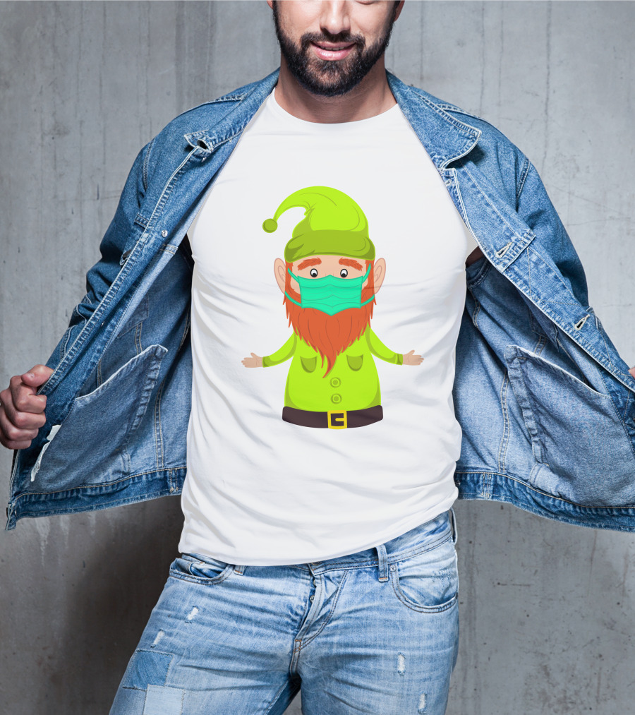 Gnome With Green Hat Wearing Face Mask T-Shirt