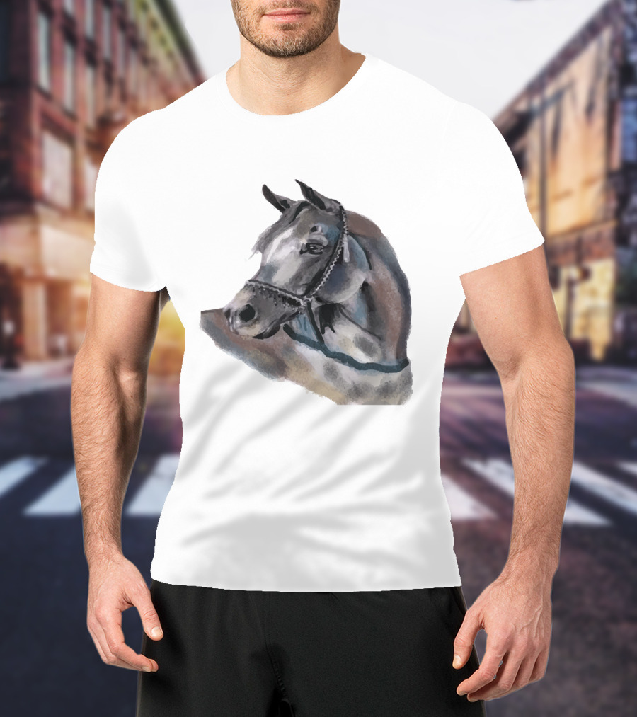 Watercolor Portrait Of Arabian Horse Head T-Shirt