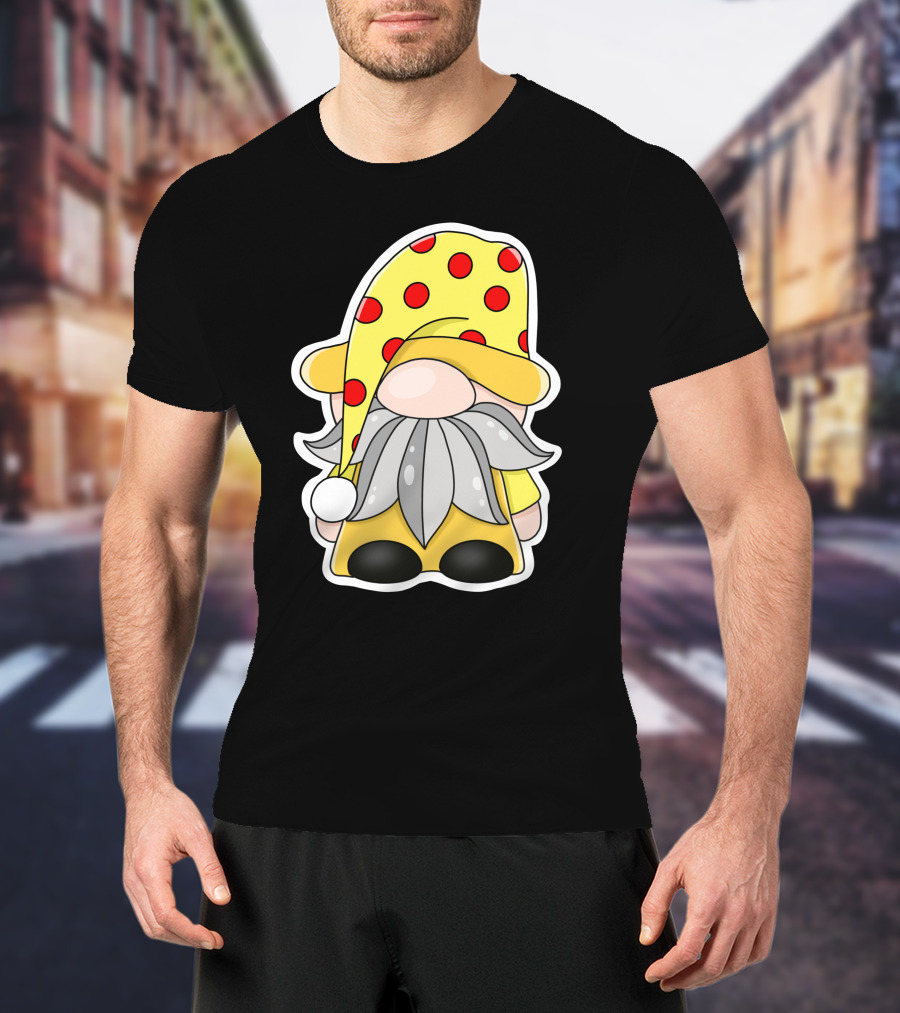 Funny Gnomes Yellow Red Polka Dot Hat T-Shirt