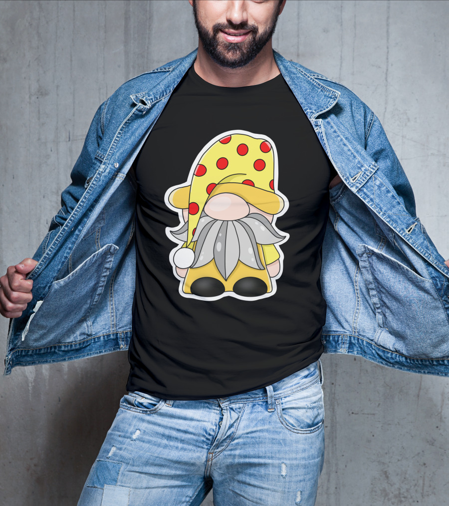 Funny Gnomes Yellow Red Polka Dot Hat T-Shirt
