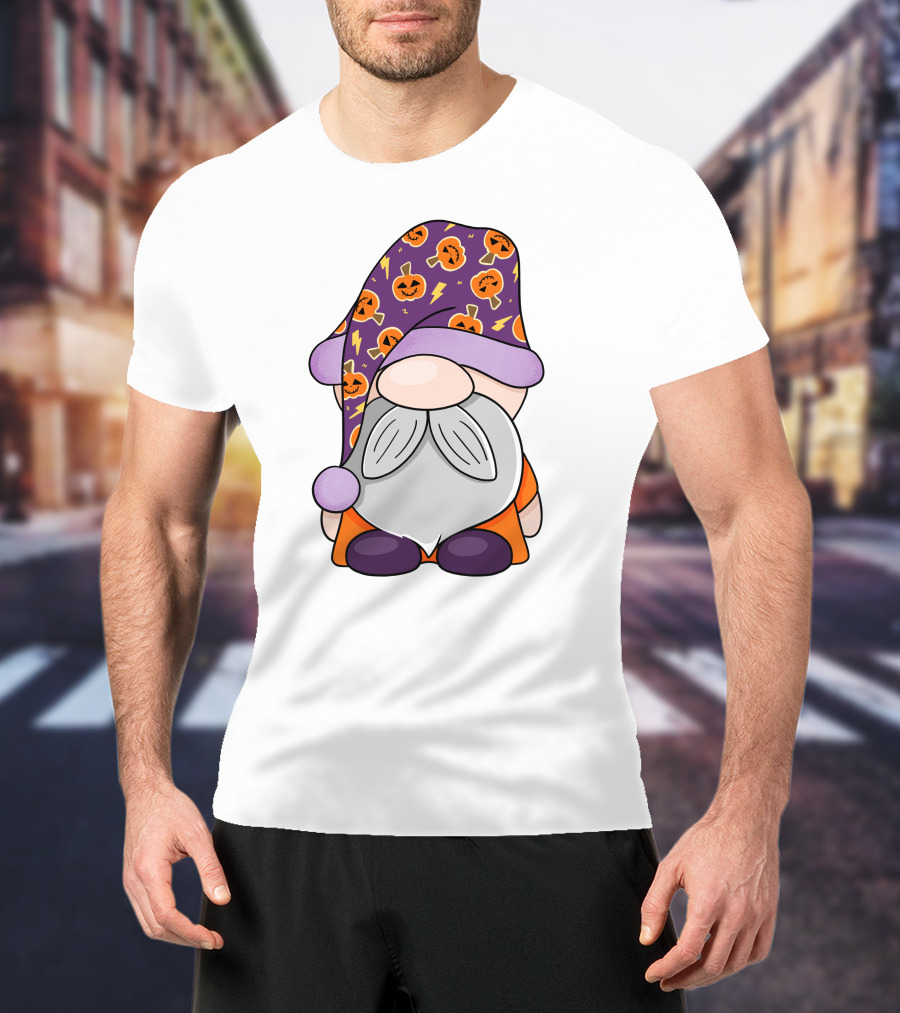 Fantastic Gnome Halloween Pumpkin Pattern Hat And Costume T-Shirt