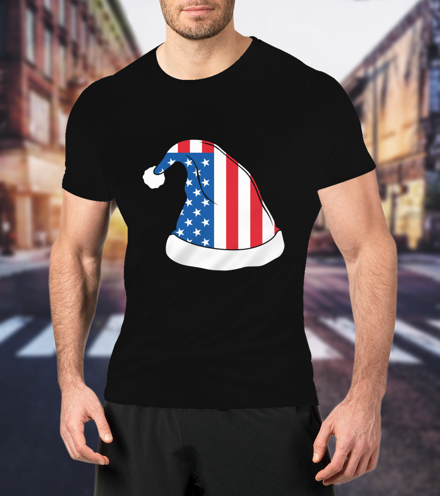USA Flag Santa Hat Christmas Hat T-Shirt
