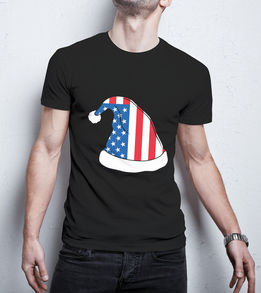 USA Flag Santa Hat Christmas Hat T-Shirt