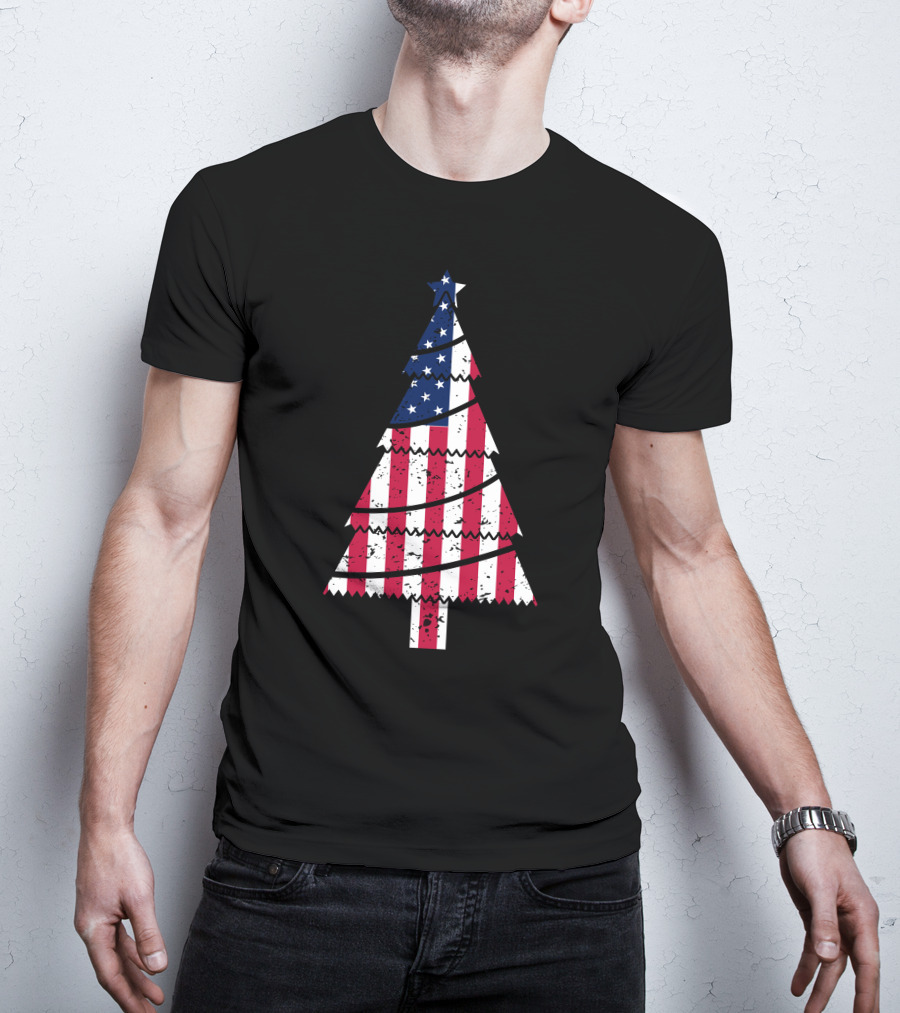USA Flag Christmas Tree T-Shirt