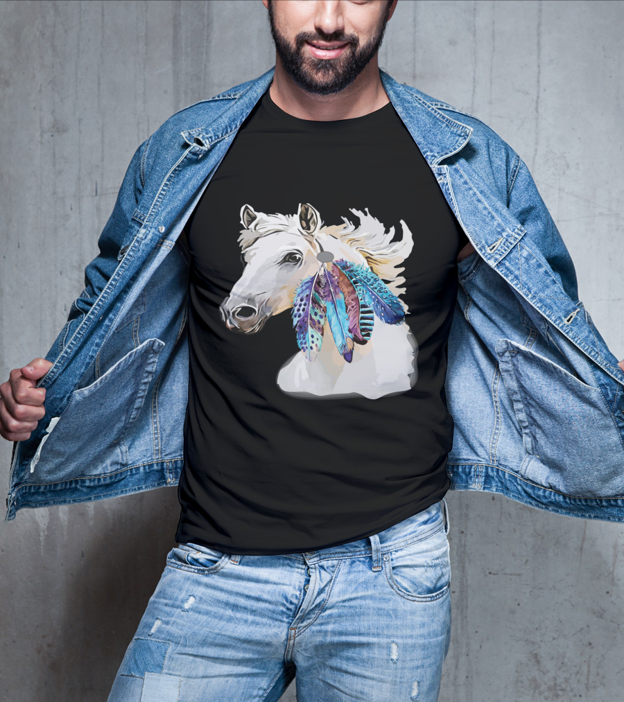 Horse Boho Feathers Vibrant Mane T-Shirt