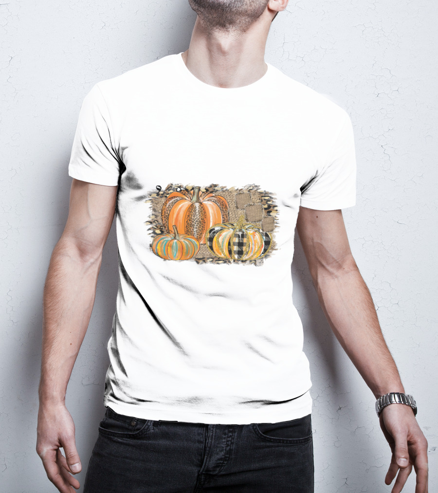 Leopard And Plaid Pumpkins Thanksgiving T-Shirt