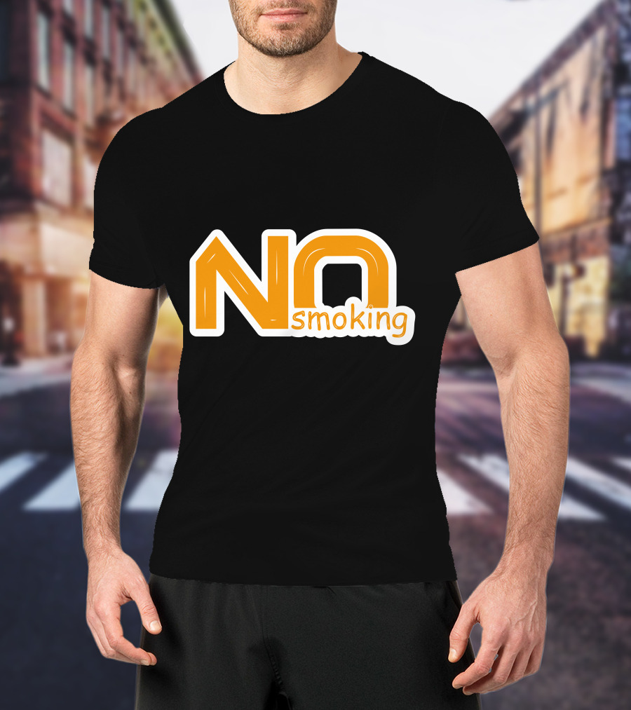 NO Smoking Style Bold Orange Text T-Shirt