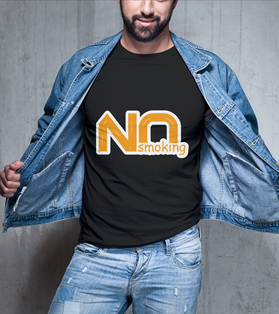 NO Smoking Style Bold Orange Text T-Shirt