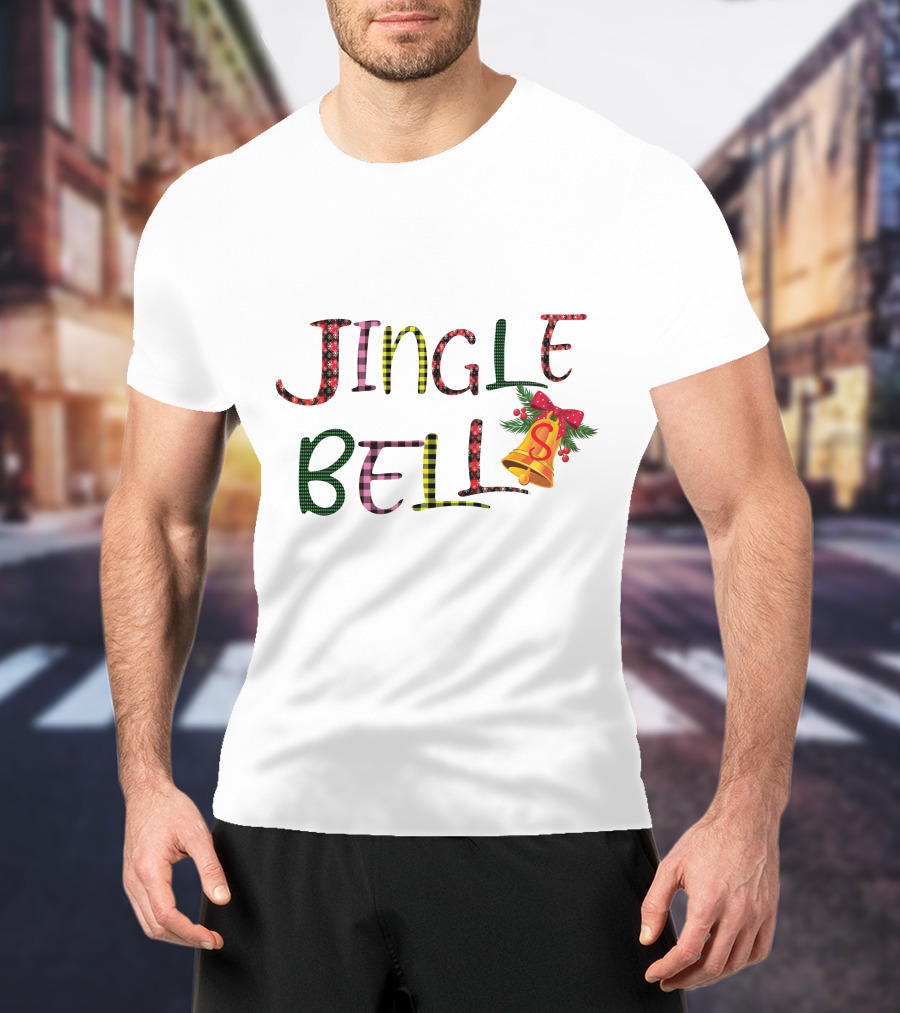 Jingle Bell Holiday Pattern With Festive Bow And Holly T-Shirt