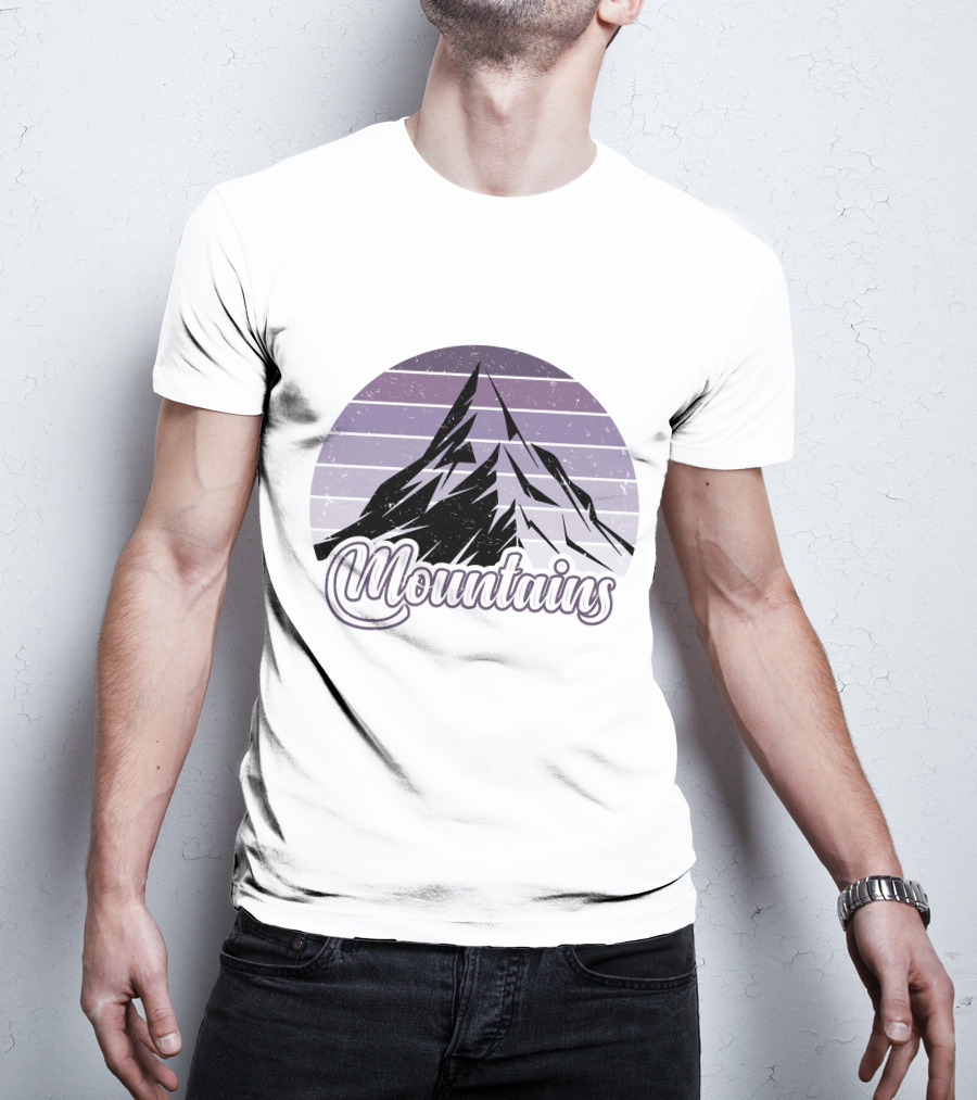Mountains Vintage Retro Sunset Camping T-Shirt