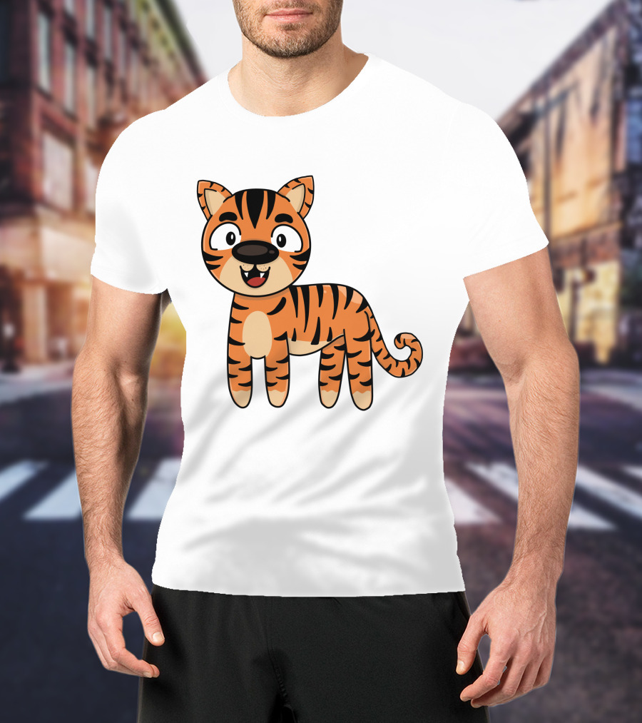 Adorable Striped Cartoon Baby Tiger T-Shirt