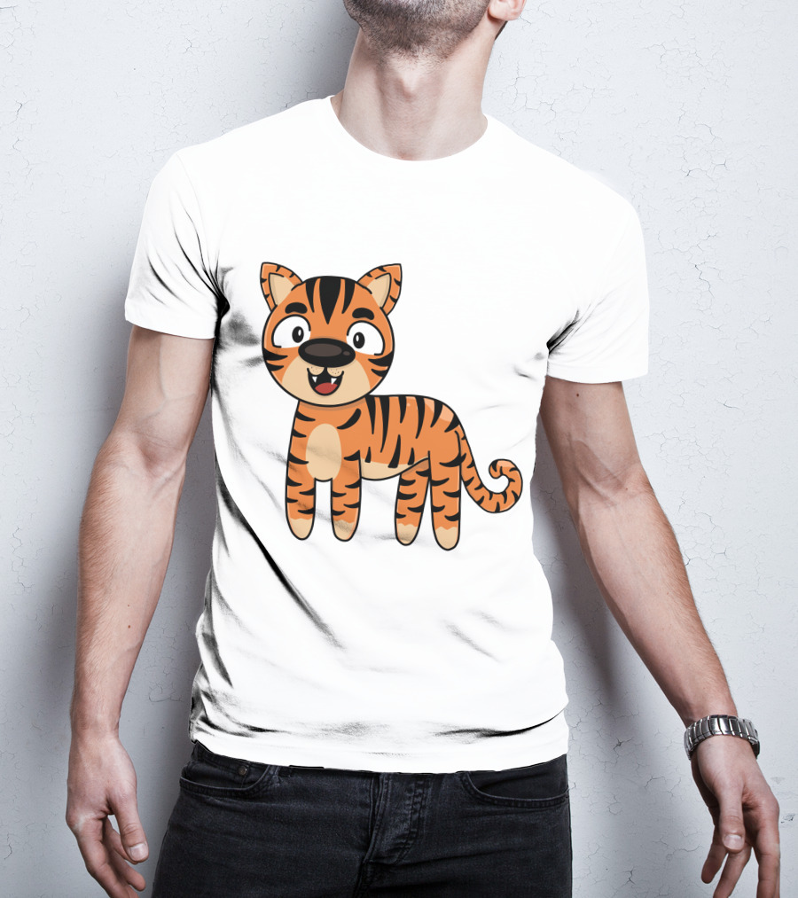 Adorable Striped Cartoon Baby Tiger T-Shirt