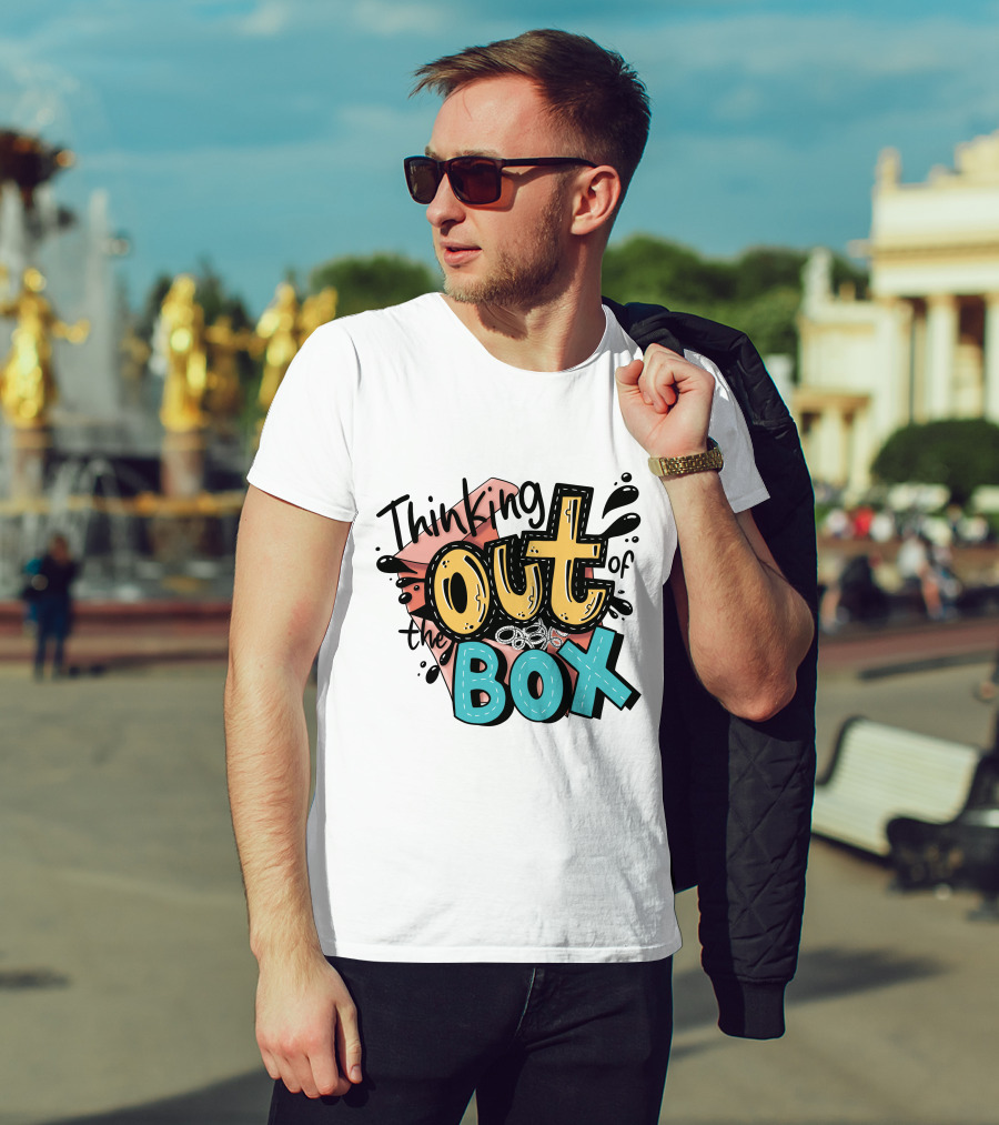 Thinking Out Of The Box Creative Typography T-Shirt