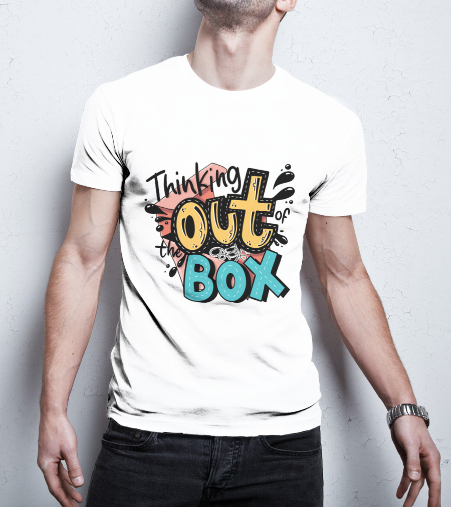 Thinking Out Of The Box Creative Typography T-Shirt