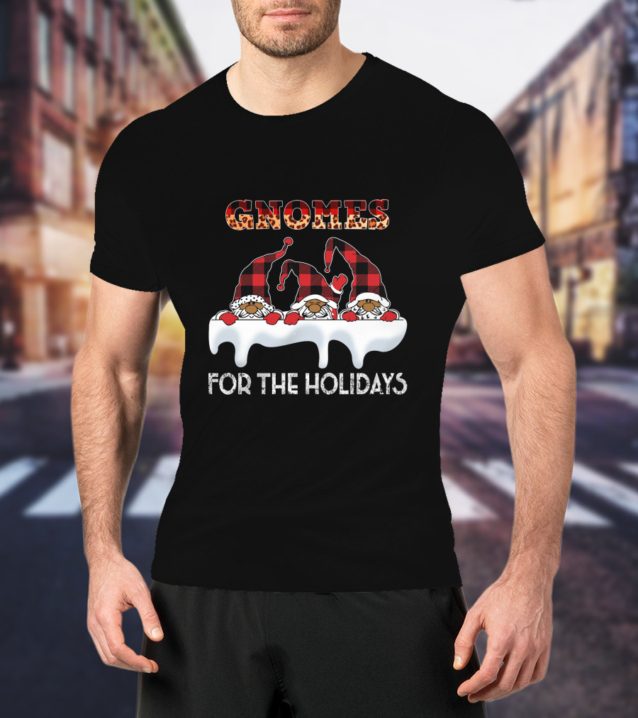 Gnomes For The Holidays Plaid Hat Christmas Cheer T-Shirt