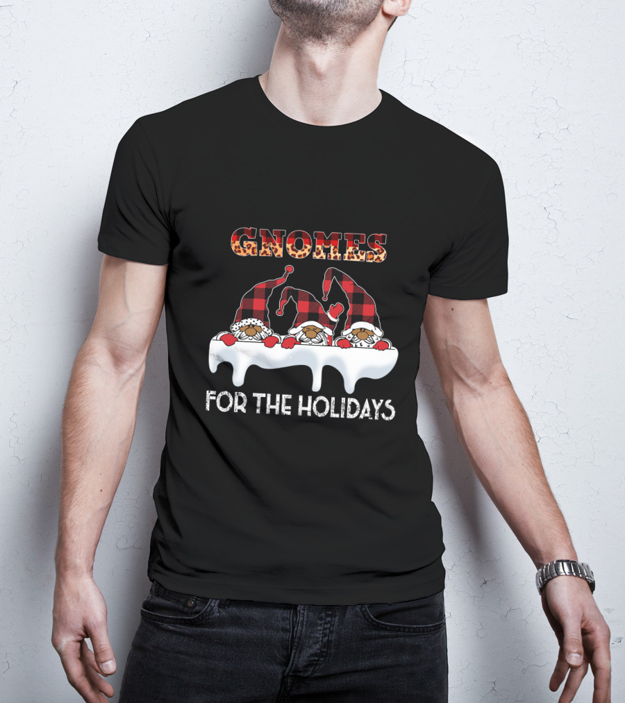 Gnomes For The Holidays Plaid Hat Christmas Cheer T-Shirt