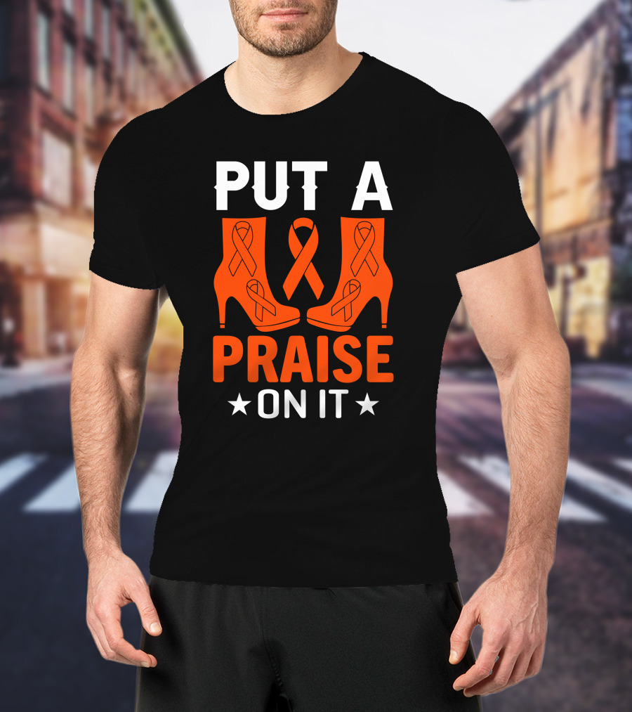 PUT A PRAISE ON IT Orange Ribbon High Heels T-Shirt