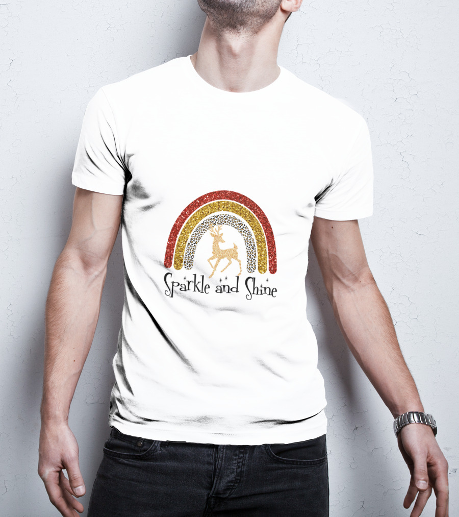 Sparkle And Shine Reindeer Rainbow T-Shirt