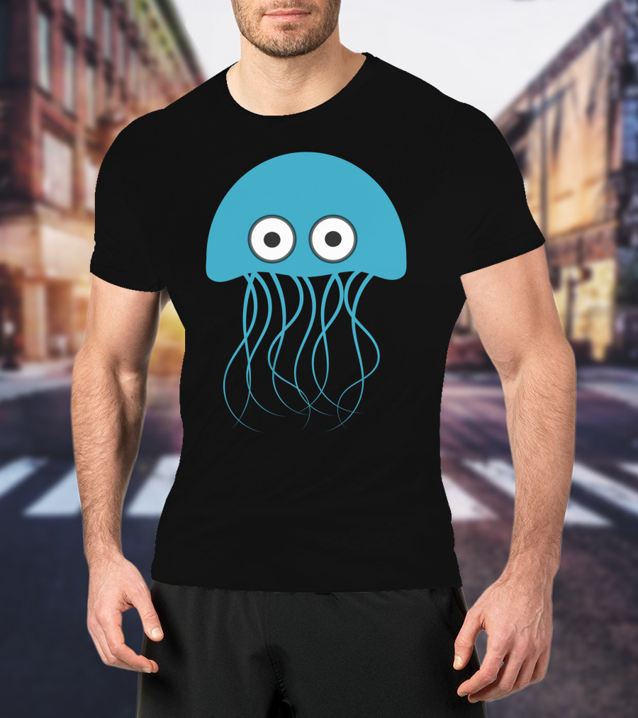 Cartoon Jellyfish Blue Eyes T-Shirt