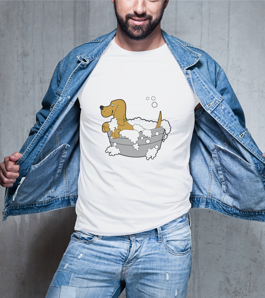 Bath Time Puppy In Bubble Tub Cartoon T-Shirt