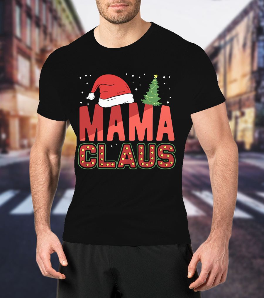 Mama Claus Christmas Santa Hat Tree T-Shirt