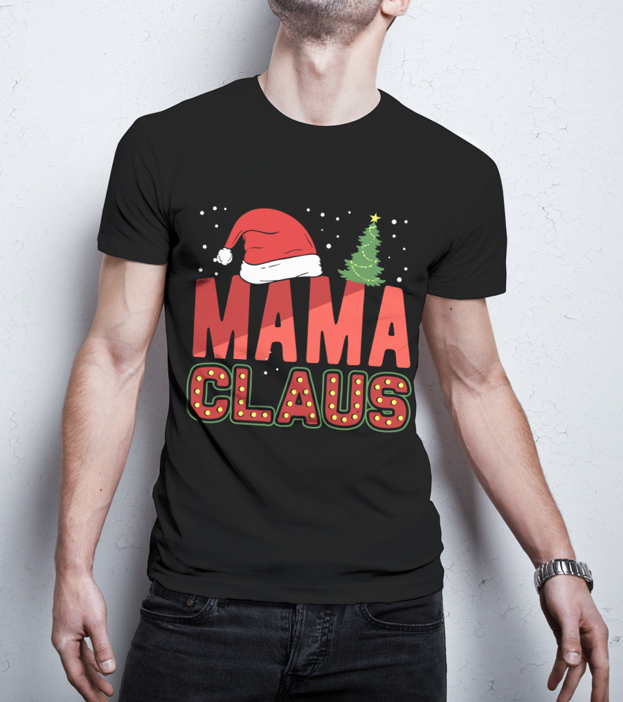 Mama Claus Christmas Santa Hat Tree T-Shirt